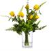 Enova Home Artificial Silk Tulips Fake Flowers and Mixed Greenery in Clear Glass Vase with Faux Water for Home Office Decoration