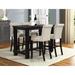 Roundhill Furniture Leviton Antique Black Finished Wood 5-Piece Pub Set, Table with 4 Upholstered Barstools