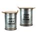 Organize It All Cobblestone Storage Bin Set of 2 with Wooden Lid - 15.75 x 15.75 x 20.75" ; 13.25 x 13.25 x 18.80"