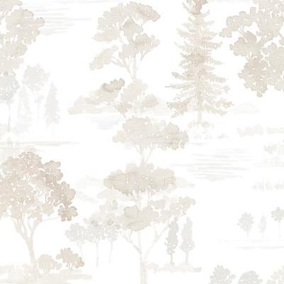 Forest Wallpaper in Beige, Grey & White