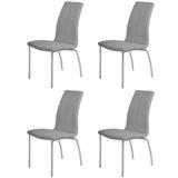 Somette Gray PU Curved-Back Side Chair, Set of 4 - 23.6" x 17.3" x 36.6"