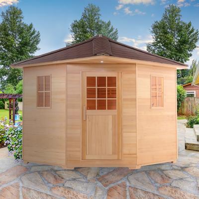 ALEKO 8 Person Canadian Hemlock Wet Dry Outdoor Sauna with Asphalt Roof