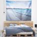 Designart 'Waves Splashing the Calm Seashore' Modern Seascape Wall Tapestry