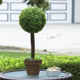 Enova Home Artificial Boxwood Single Ball Round Topiary Fake Plants in Pot for Home Office Decoration