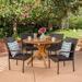 Avoca Outdoor 5 Piece Multibrown PE Wicker Dining Set with Circular Dining Table by Christopher Knight Home