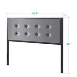 Priage by Zinus Button Tufted Grey Upholstered Metal Headboard