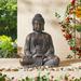 Glitzhome Zen-Style MgO Meditating Buddha Garden Statue Indoor Outdoor