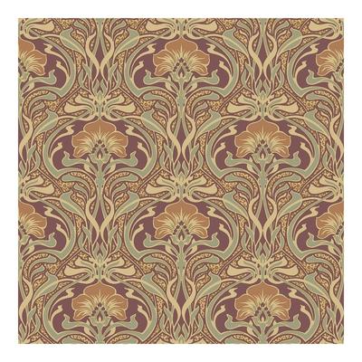 Crown Donovan Burnt Sienna Nouveau Floral Wallpaper - 20.5 x 396 x 0.025