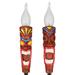 Exhart 2 Piece Tiki LED Flameless Torch Garden Stake Set on an Automatic Timer in Resin and Glass, 3 by 20 Inches