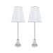 Aspen Creative 2 Pack Set - 30" High Metal & Crystal Table Lamp Chrome Finish and Hardback Empire Lamp Shade Off White 10" Wide