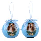 Christmas Lights Collie Print Battery Powered Pack of 2 Ornaments
