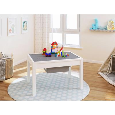 UTEX-2 in 1 Kids Large Activity Lego Table with Storage,White