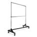 Econoco Rolling Garment Rack with Black Z-Base, Chrome Hangrail and uprights, and add-on hangrail included