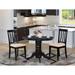 East West Furniture 3 Pc dinette Table set- A Kitchen Table and 2 Dining Chairs with Slatted Back- Black Finish(Seats Option)