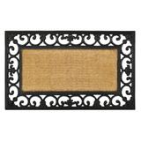 RugSmith Natural Black Moulded Rubber Coir Irongate Striped Doormat, 18" x 30" - 18" x 30"