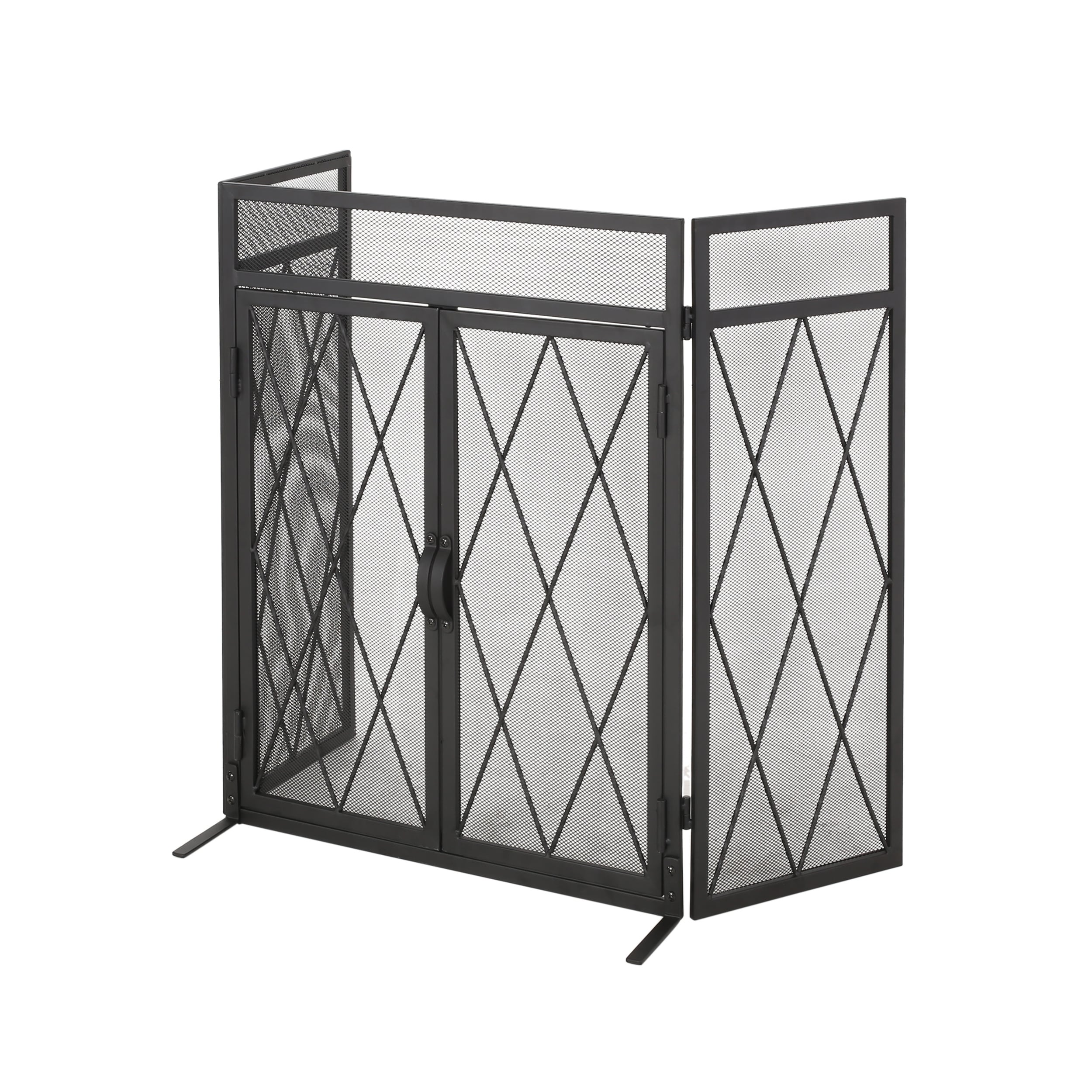 Blyfield Modern Iron Folding Fireplace Screen with Door by Christopher Knight Home