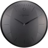 Unek Goods NeXtime Glamour Metal Dome Wall Clock, Round, Aluminum and Glass, Black, Battery Operated