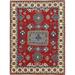 Geometric Medallion Super Kazak Oriental Area Rug Hand-Knotted - 5'0" x 6'9"