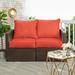 Coral Corded Indoor/ Outdoor Deep Seating Loveseat Pillow and Cushion Set