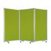 Accordion Style Fabric Upholstered 3 Panel Room Divider, Green and Gray