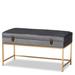 Aliana Glam and Luxe Velvet and Gold Metal Large Storage Ottoman