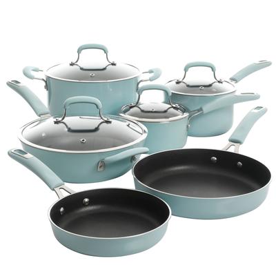 Kenmore Elite Andover 10Pc Nonstick Al Cookware Set in Glacier Blue