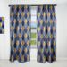 Designart 'Retro Luxury Waves In Gold And Blue VIII' Mid-Century Modern Blackout Curtain Single Panel