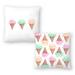 Watercolor Ice Cream Cone Pattern and Watercolor Ice Cream Cone Trio - Set of 2 Decorative Pillows