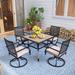 PHI VILLA 5-Piece Patio Dining Set with Swivel Chairs and Wood-Like Table - 5-PIieces Sets