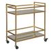 Metal Frame Bar Cart with 2 Mirrored Shelves, Gold