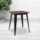 Industrial Steel and Elm Wood Bistro Dining Table - 23.5"W x 23.5"D x 30.25"H