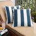 Sorra Home Striped Navy Corded Indoor/ Outdoor Square Pillows (Set of 2)