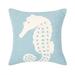 Blue Burlap 18x18 Applique Decorative Accent Throw Pillow