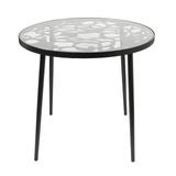 LeisureMod Devon Round Glass Top Aluminum Base Outdoor Dining Table - 29 x 31.1