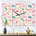 Designart 'Tropical Botanicals, Flowers and Flamingo II' Oversized Mid-Century wall clock - 3 Panels