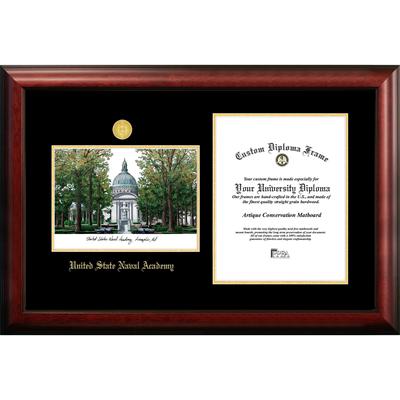 United States Naval Academy 10w x 14h Gold Embossed Diploma Frame with Campus Images Lithograph