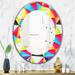 Designart 'Capricious Colorfields 1' Printed Modern WallMirror - Frameless Oval or Round Wall Mirror - Red