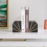 Sagebrook Home Modern Unique Art Deco-Inspired Stone Bookends, Set of 2