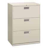 HON 600 Series 30-Inch Wide Three-Drawer Light Gray Lateral File Cabinet