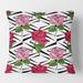 Designart 'Retro Pink and Red Roses' Mid-Century Modern Throw Pillow