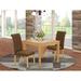 East West Furniture Dinette Set- a Dining Room Table and 2 Linen Linen Fabric Upholstered Chairs, Oak (Pieces Options)