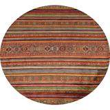 Vegetable Dye Stripe Oriental Moharramat Area Rug Wool Hand-knotted - 7'10" x 7'10" Round