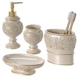 Creative Scents Shannon Beige Bathroom Accessories Set of 4