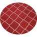 Red Trellis Contemporary Oriental Area Rug Hand-tufted Wool Carpet - 8'0" x 8'0" Round