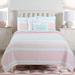 Cozy Line Home Fashions Pastel Stripped Star Ruffle Embroidered Floral Light Pink Peach Blue White Cotton Quilt Bedding Set