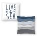 Navy Live by the Sea and Navy Gray Abstract - Set of 2 Decorative Pillows