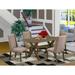 East West Furniture 7 Piece Dinette Set- a Dining Table and Dark Khaki Linen Fabric Chairs, Distressed Jacobean(Pieces Options)