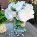 Enova Home Artificial Silk Peony Mixed Fake Flowers Arrangement in Clear Glass Vase with Faux Water for Home Wedding Decoration