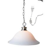 The Entertainer Plug-In Swag Pendant Light 16" White Glass with Brushed Nickel Chain