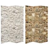 6 ft. Tall Double Sided Stone Wall Canvas Room Divider